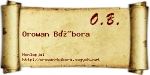 Orowan Bíbora névjegykártya